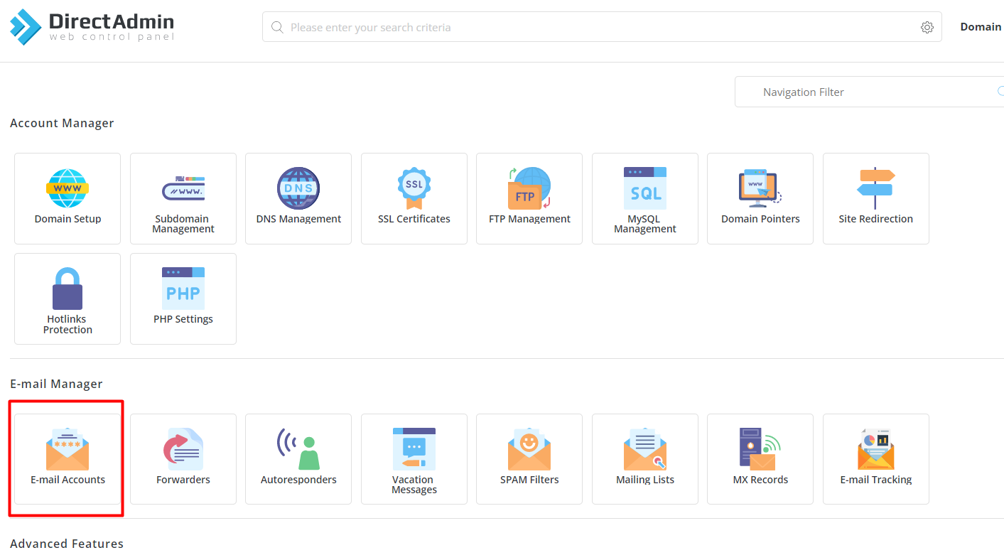 Changing Your Mailbox Password and Quota In Direct Admin