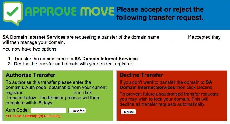 Transfer Authorisation. Transfer Authorisation.
